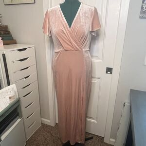 JessaKae Everly Pink Blush Velvet Slip Dress SZ XL